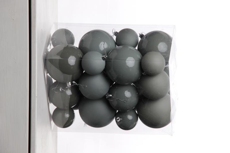 Набор шаров 6, 8, 10 см, пластик, матовый/глянцевый цвет 170/171/172/173, 24шт в ПВХ, РШ