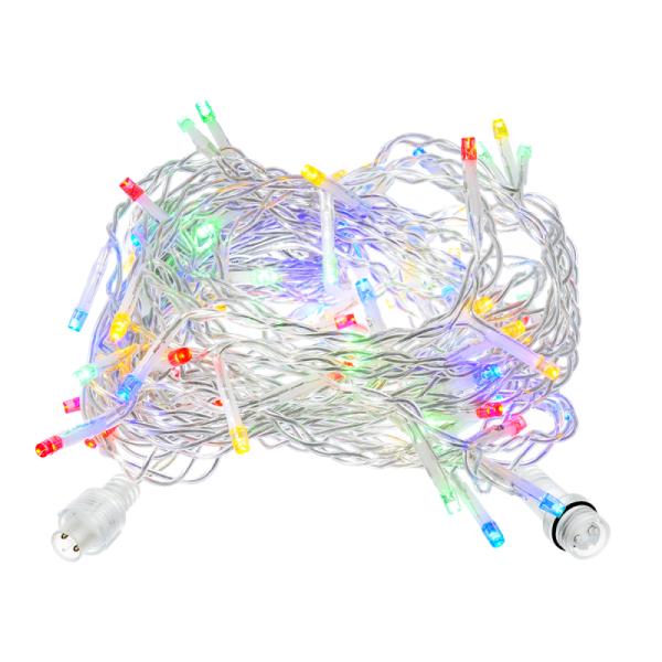 24V Электрогирлянда-конструктор "Бахрома" 64 разноцветных LED ламп, 12 нитей, прозрачный провод, 2*1 м /32/4