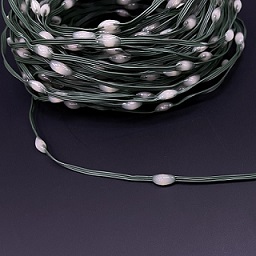 Декор гирлянда КАПЛИ на плоском зеленом проводе белый свет 8 функций 200 ламп 1500 см