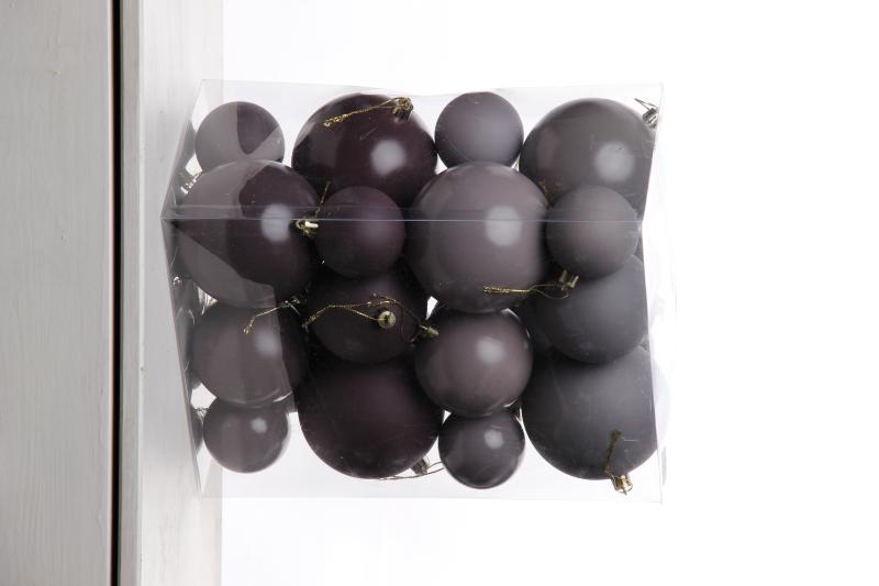 Набор шаров 6, 8, 10 см, пластик, матовый/глянцевый цвет 66/67/68/69, 24шт в ПВХ, РШ