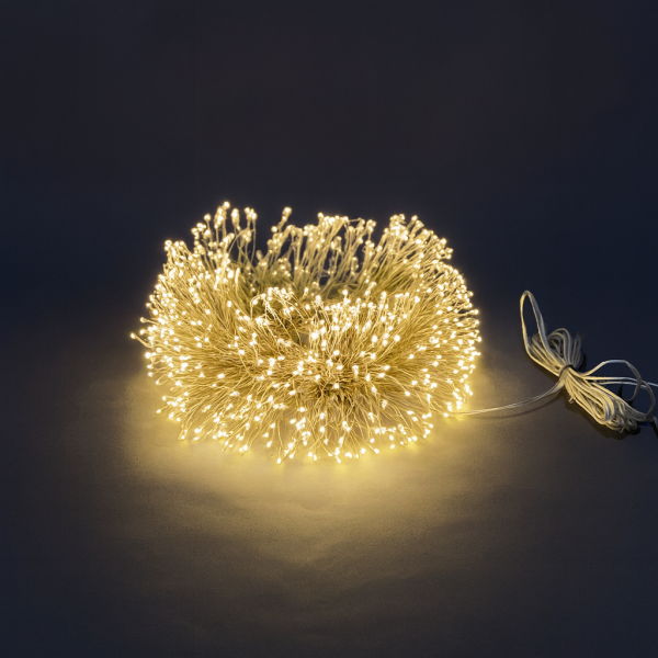 Гирлянда МИШУРА провод белый 30м, 1000 LED тепло-белый