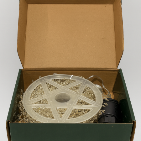 Гирлянда МИШУРА провод белый 50м, 1500 LED тепло-желтый +1флеш син