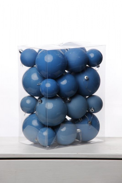 Набор шаров 6, 8, 10 см, пластик, матовый/глянцевый цвет 182/183/184/185, 24шт в ПВХ, РШ