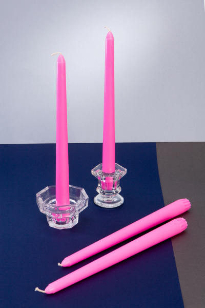 Свечи РОЗОВЫЕ ПИОНЫ форма конус h25см (уп.4шт) №9