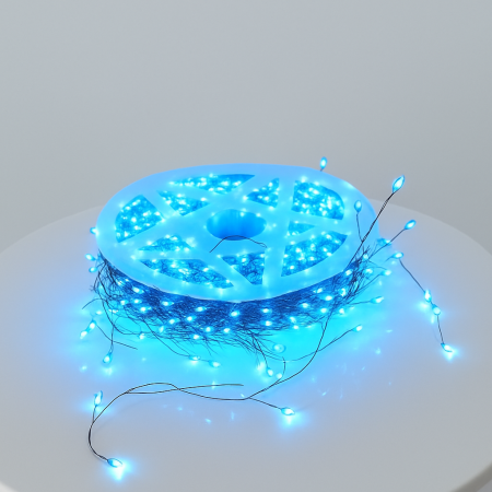 Гирлянда МИШУРА провод зел 50м, 1500 LED синий