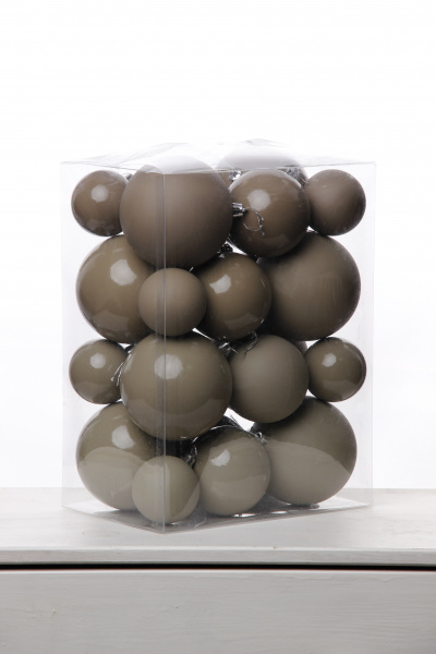 Набор шаров 6, 8, 10 см, пластик, матовый/глянцевый цвет 122/123/124/125, 24шт в ПВХ, РШ