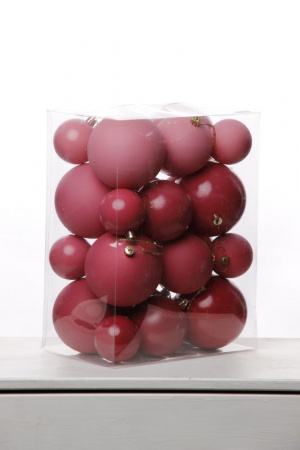 Набор шаров 6, 8, 10 см, пластик, матовый/глянцевый цвет 38/39/40/41, 24шт в ПВХ, РШ