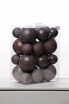 Набор шаров 6, 8, 10 см, пластик, матовый/глянцевый цвет 206/207/208/209, 24шт в ПВХ, РШ