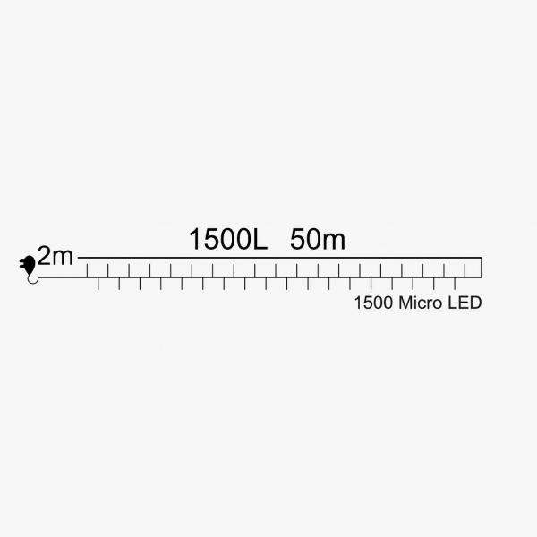 Гирлянда МИШУРА провод белый 50м, 1500 LED синий