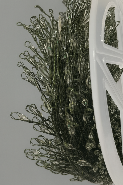 Гирлянда МИШУРА провод белый 30м, 1000 LED синий +1флеш