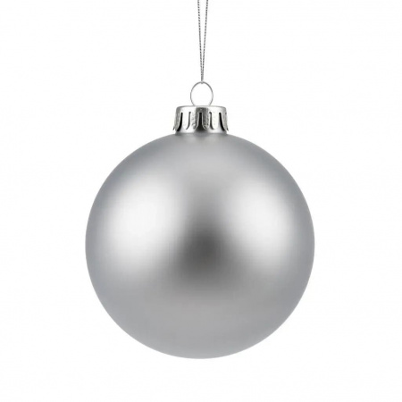 н.г.шар пластик мат.d=8см 6шт в пакете серебр.