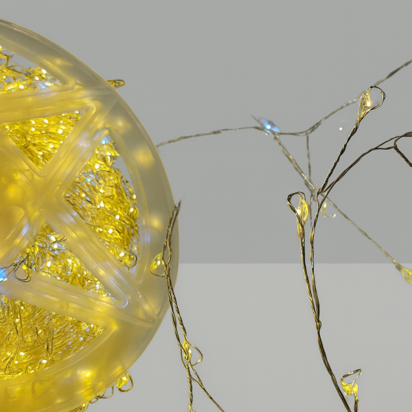 Гирлянда МИШУРА провод белый 50м, 1500 LED тепло-желтый +1флеш син