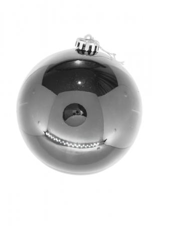 Шар новогодний глянцевый, пластик, 15см, стальной