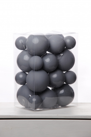 Набор шаров 6, 8, 10 см, пластик, матовый/глянцевый цвет 308/13/14/15, 24шт в ПВХ, РШ