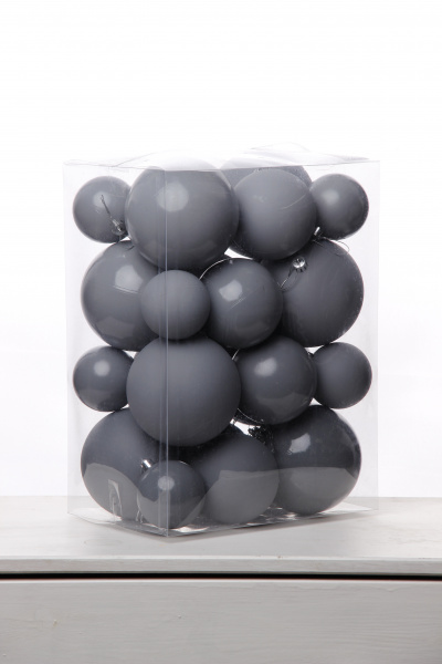 Набор шаров 6, 8, 10 см, пластик, матовый/глянцевый цвет 308/13/14/15, 24шт в ПВХ, РШ