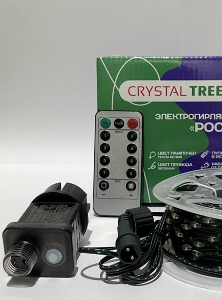 Гирлянда РОСА 100 м, 1000 LED ламп, зеленый провод Crystal Trees