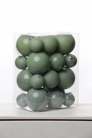 Набор шаров 6, 8, 10 см, пластик, матовый/глянцевый цвет 166/167/168/169, 24шт в ПВХ, РШ