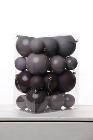 Набор шаров 6, 8, 10 см, пластик, матовый/глянцевый цвет 66/67/68/69, 24шт в ПВХ, РШ